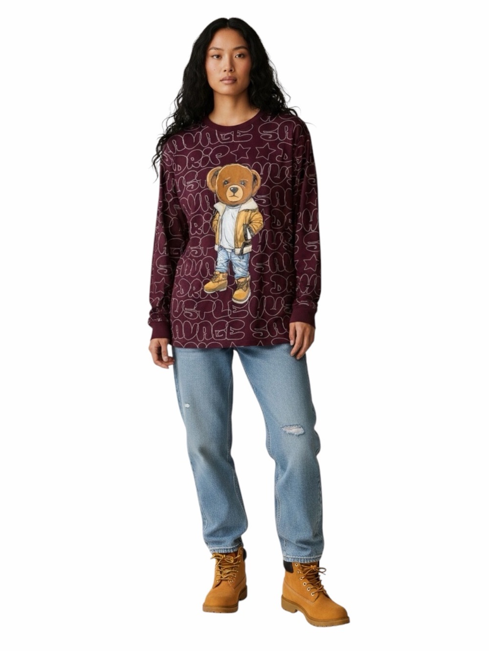 Launder By Bailey Apparel NWOT Long Sleeve T-Shirt W/Bear Graphic. Size Medium